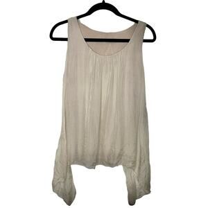 Elana Baldi 100% Silk Sheer Taupe Sleeveless Top Small